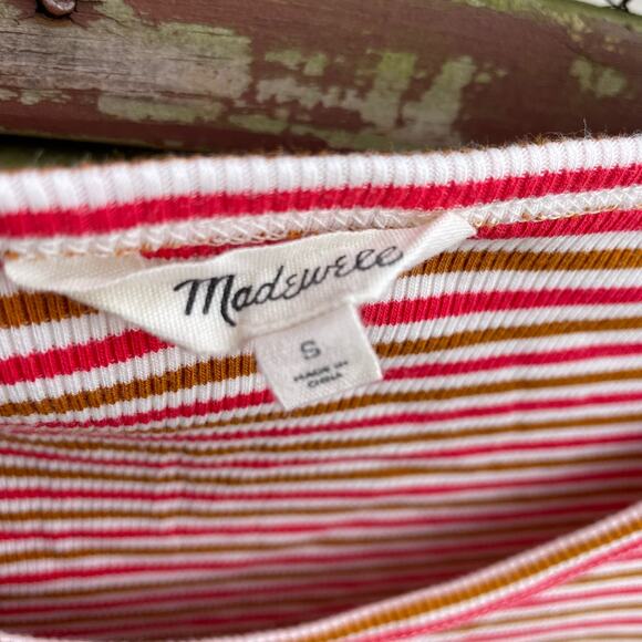 Madewell Swingy Tee Dress Mini Striped Ribbed Knit Scoop Neck Short Sleeve Small - Picture 8 of 8